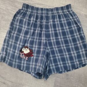 Warner Bros. Blue Plaid Taz Lounge Shorts